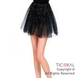 POLLERA TUTU 30 CM NEGRO CON BRILLITOS x 1